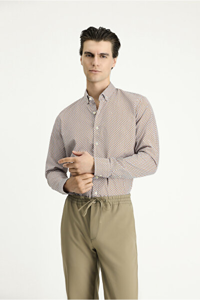 Kiğılı Μακρυμάνικο πουκάμισο με λεπτή εφαρμογή με στάμπα βαμβακερό γιακά με κουμπιά