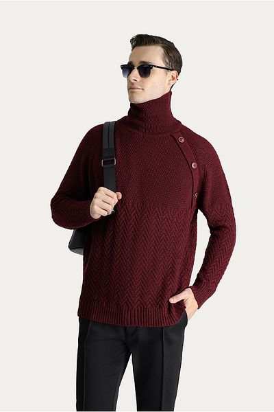 Kiğılı Turtleneck Slim Fit Slim Fit Patterned Wool Knitwear Sweater