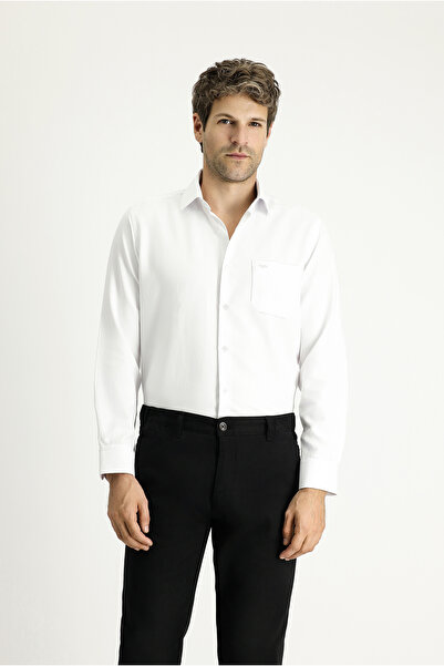 Kiğılı Класична бавовняна сорочка з довгим рукавом з візерунком, що легко пра...