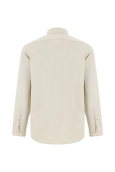 Abdullah Kiğılı Patterned Linen Shirt - Long Sleeve, Regular Fit