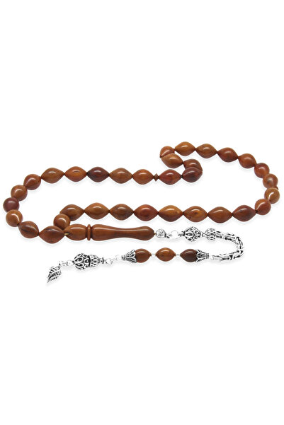 Tesbihane 925 проба срібний королівський ланцюжок з китицями, вирізаний в Стамбулі, темно-коричневий, полірований, кука-четки