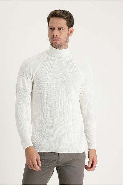 Kiğılı Turtleneck Slim Fit Slim Fit Patterned Cotton Knitwear Sweater