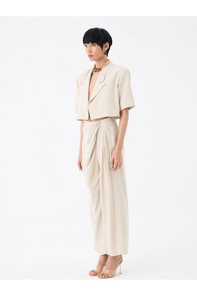 RİVUS Beige Modern Fit Double Breasted Jacket