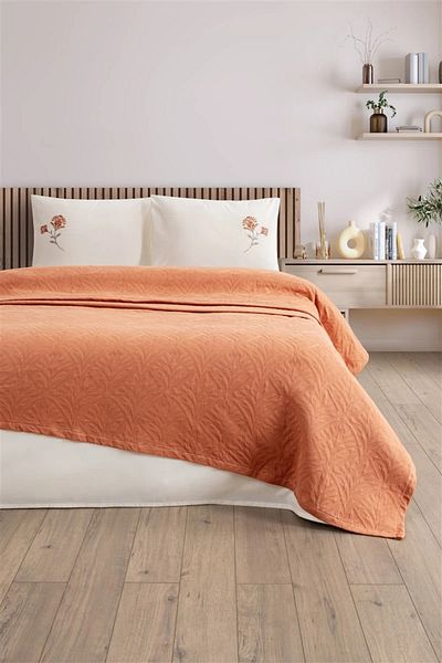 Sevim Tivoli Double Jacquard Pique Set-4 Piece Bedspread-220X240 Cm-Apricot