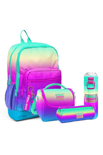 Coral High 4-Piece Bag Set for Kids - with Feeding, Pen Holder and Water Bottle Compartment