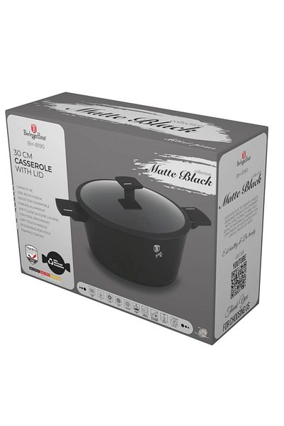 Berlinger Haus Pot With Lid 30 Cm Matte Black Bh 8190, Black, Titanium Coating, Non-stick