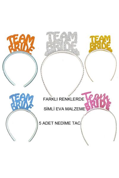 partidolu Μικτά χρώματα Team Bride Written Crown Eva Material Glitter Νυφικό Team Bridesmaid Crown 5 τεμάχια