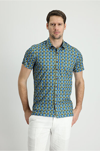 Kiğılı Короткий рукав, облягаючий крій, принт, бавовняна сорочка