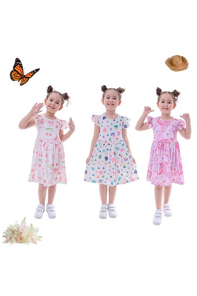 Fox Moda 3-Piece Girls' Dress 2-8 Years