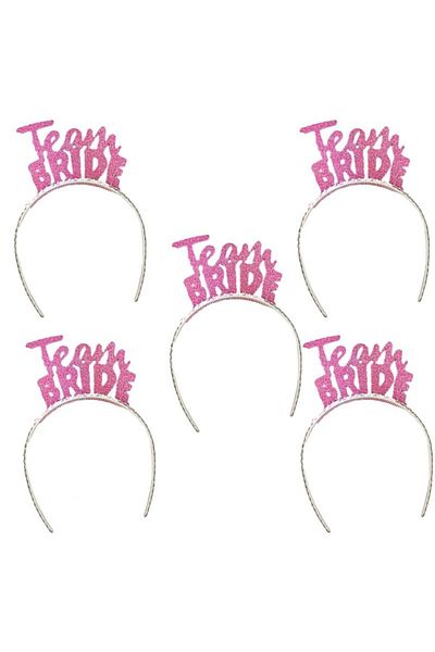 partidolu Ροζ Χρώμα Team Bride Written Crown Eva Material Glitter Νυφικό Team Bridesmaid Crown 5 τεμάχια