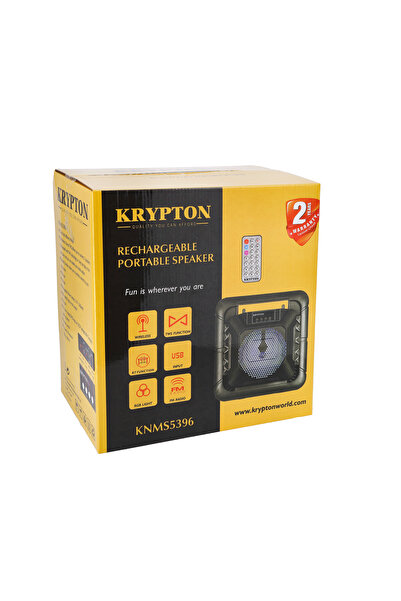 KRYPTON مكبر صوت حفلات بلوتوث قابل لإعادة الشحن | USB، FM، مدخل ميكروفون، إضاءة LED، مقبض، TWS، بطارية ١٨٠٠ مللي أمبير/ساعة