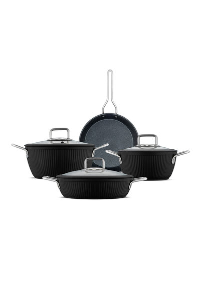 Jumbo Dublin Black 7 Parça Granit Tencere Seti