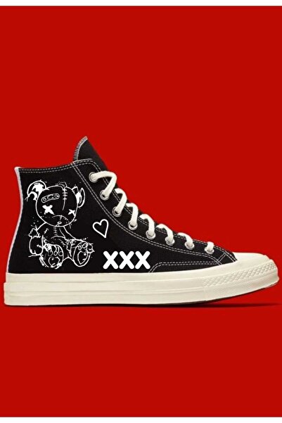 amazoondesing حذاء رياضي مطبوع عليه دب أسود وردي مع أربطة مطاطية