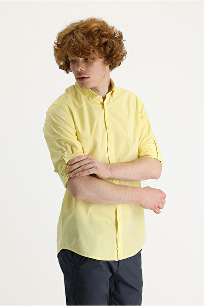 Kiğılı Uzun Kol Slim Fit Dar Kesim Pamuk Gömlek