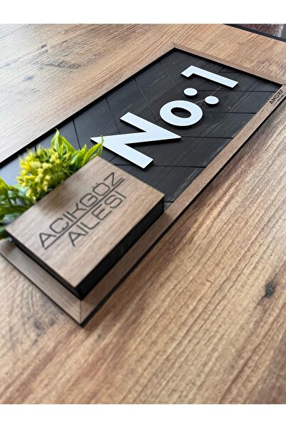 Amorf Design Dekoratif Ahşap Isimli Çiçekli Daire Numarası, Kapı Numarası, Otel Numarası, Oda Numarası