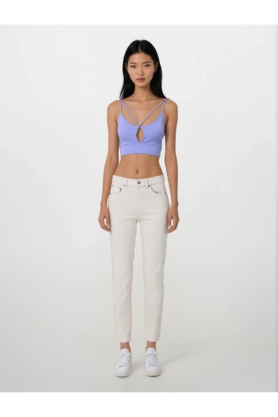 nulu Γυναικείο λιλά μπουστάκι με λεπτομέρεια με παράθυρο μπροστά