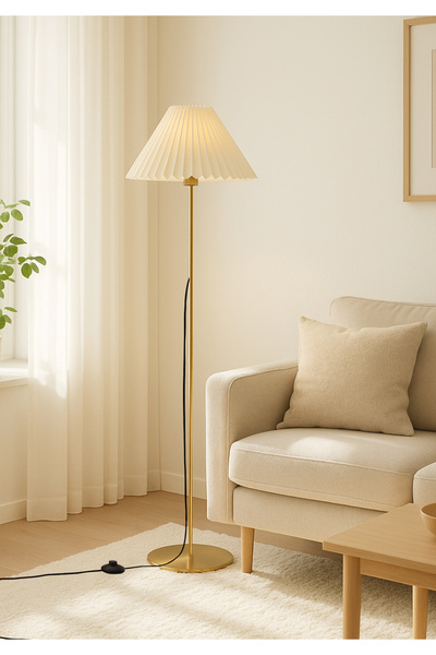 HOMİNG Homing Orijinal Gold Kaplama Lambader Pileli Başlık Ekru