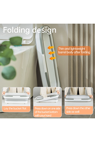 Deli Cleaning Bucket, Foldable Design And Roller For Easy Function.