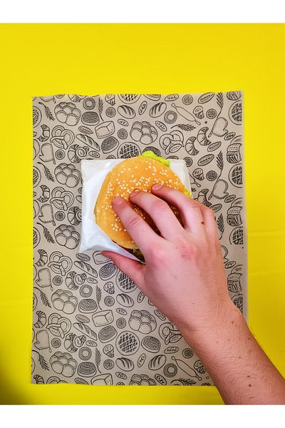 ecenplast Kraft Serving and Presentation Paper Retro Printed 25X35 cm - 50 Pieces