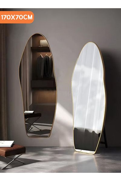Taimi Extra Large Mirror With Elegant Design170x70cm-full Length Mirror With Gold Metal Frame And Stand