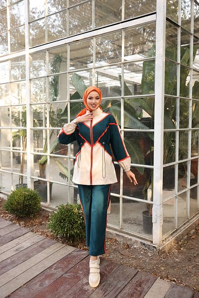 MİMİ Luxury Wear Σετ Φούτερ Hijab με φερμουάρ - Σετ των δύο