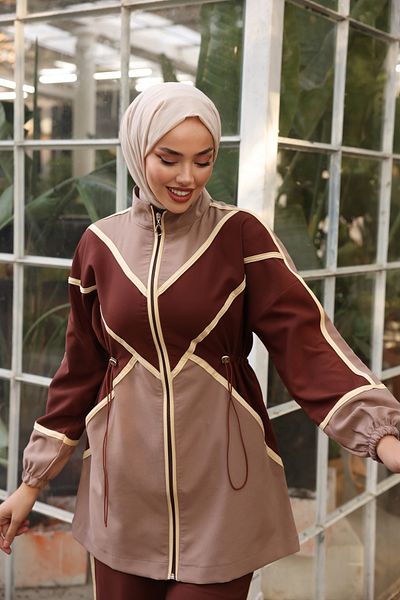 MİMİ Luxury Wear Σετ Φούτερ Hijab με φερμουάρ - Σετ των δύο