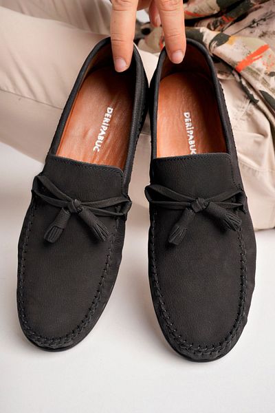 Deripabuc Genuine Leather Black Nubuck Men's Leather Casual Shoes Mrd25-0489