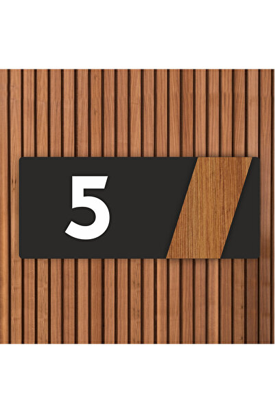 Amorf Design Dekoratif Ahşap Siyah - Ceviz Daire Numarası, Kapı Numarası, Otel Numarası, Oda Numarası