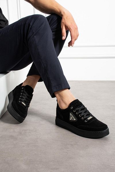 L.A Polo Thick Sole Black Color Suede Men's Sneaker