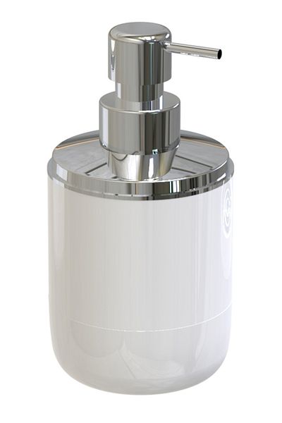 Prima Nova Lima XL White Liquid Soap Dispenser with Chrome Decoration