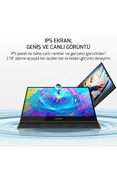 EZCOOL Lıte E15t 15,6’’ 60hz Fhd Portable Taşınabilir Dokunmatik Monitör (sıfır Ölü Piksel Garantili