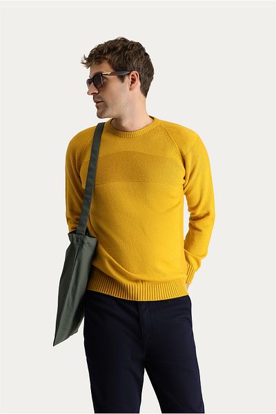 Kiğılı Crew Neck - Seamless Patterned Wool Slim Fit Knitwear Sweater