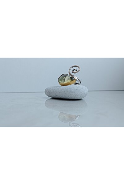 GÜMÜŞ Papila Silver Limon Kuvars Tasarım Gümüş Yüzük