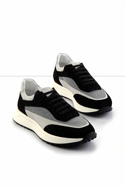 Bambi Siyah Süet Hakiki Deri Erkek Sneaker E01901625702