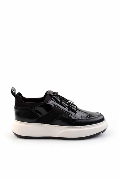 Bambi Black Black Croco Genuine Leather Men's Sneakers E 01194010203