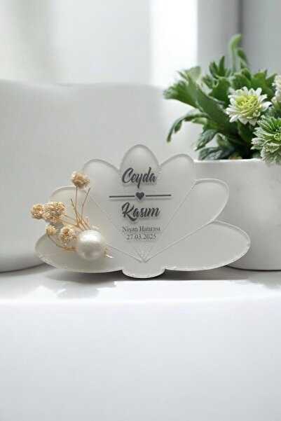 Hediyelen Söz Nişan Düğün Hediyesi Lotus Şeffaf Pleksi Magnet (10 Adet) sfflts3