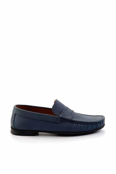Bambi Blue Leather Men's Loafer Shoes E01733033601