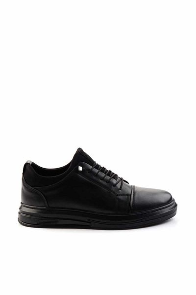 Bambi Black Leather Men's Casual Shoes E01734003041
