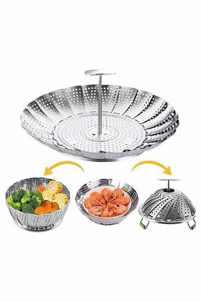 Enseb Folding Steamed Vegetable Cooker Boiler Boiling Basket Apparatus