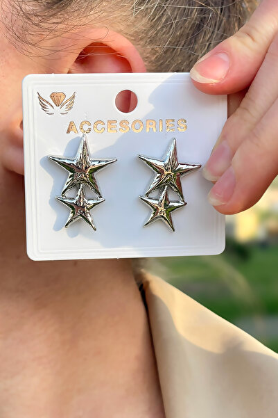 TAKIPORT أقراط نجمة مزدوجة للمرأة