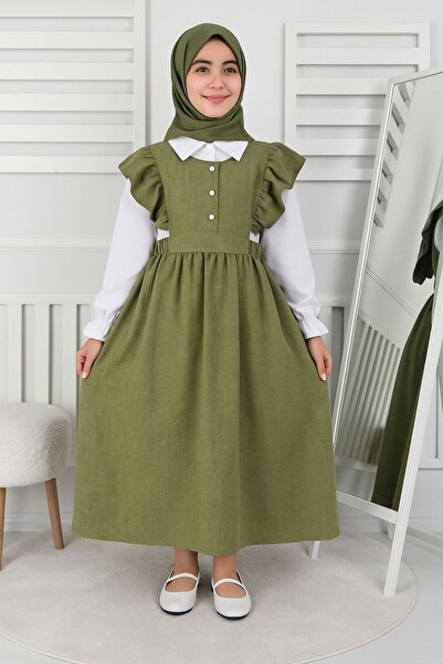 ARBİ kids Lan haljina sa košuljom za devojčice, dugačka hijab haljina, dvodel...