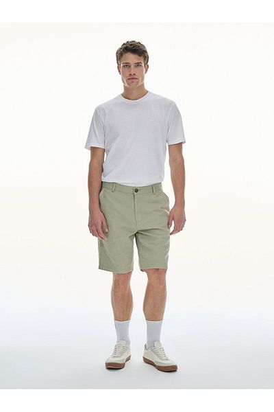 Ltb Λινό Look Regular Midi Πράσινο Σορτς
