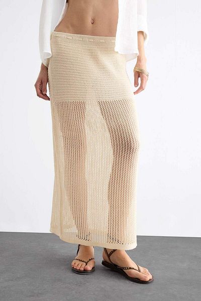 DeFacto Flexible Waisted Crochet Maxi Beach Skirt F7452Ax25Sm