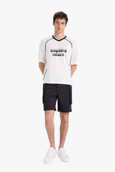 DeFacto Loose Fit Crew Neck Printed Short Sleeve Short Sleeve T-Shirt F3619Ax25Sm