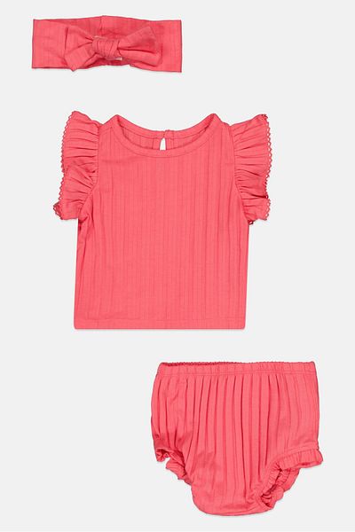 GAP Toddlers Girl Short Sleeves Top With Panty And Headband Set ,Pink