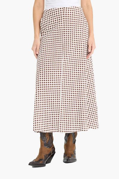 DeFacto Μάξι φούστα με υφή Gingham κανονική μέση F5805AX25SM
