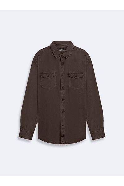 Ltb Plain Regular Fit Brown Shirt