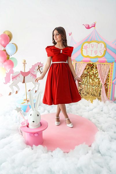 Totikids Red Off-the-Shoulder Princess Dress - 996