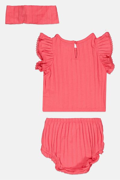 GAP Toddlers Girl Short Sleeves Top With Panty And Headband Set ,Pink