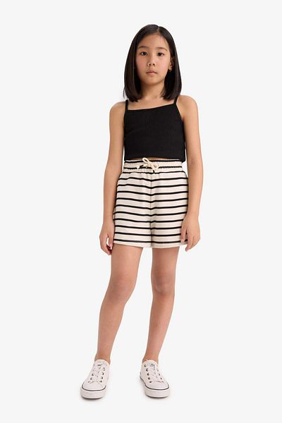 DeFacto Girl's Elastic Waist Striped Shorts A2466A825Hs